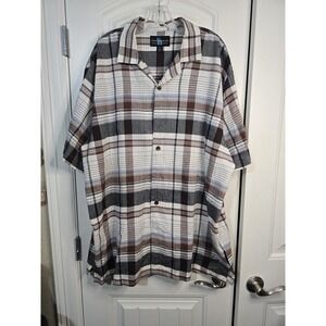 Steve Harvey Celebrity Edition 100% Linen Shirt  Short Sleeve Plaid‎ Size 3XL